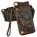 Men's Vintage Crazy Horse Genuine Leather Long Zipper Wallet