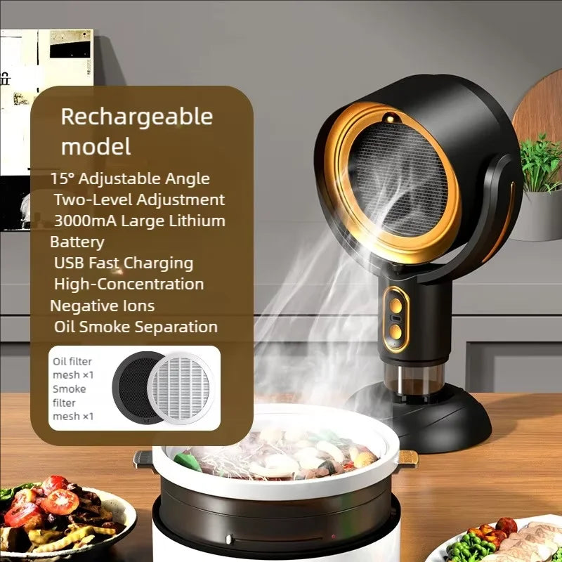 Portable Rechargeable Desktop Range Hood for Indoor BBQ and Hot Pot