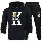 Men's Hooded Print Sweater and Pants Two Piece Set