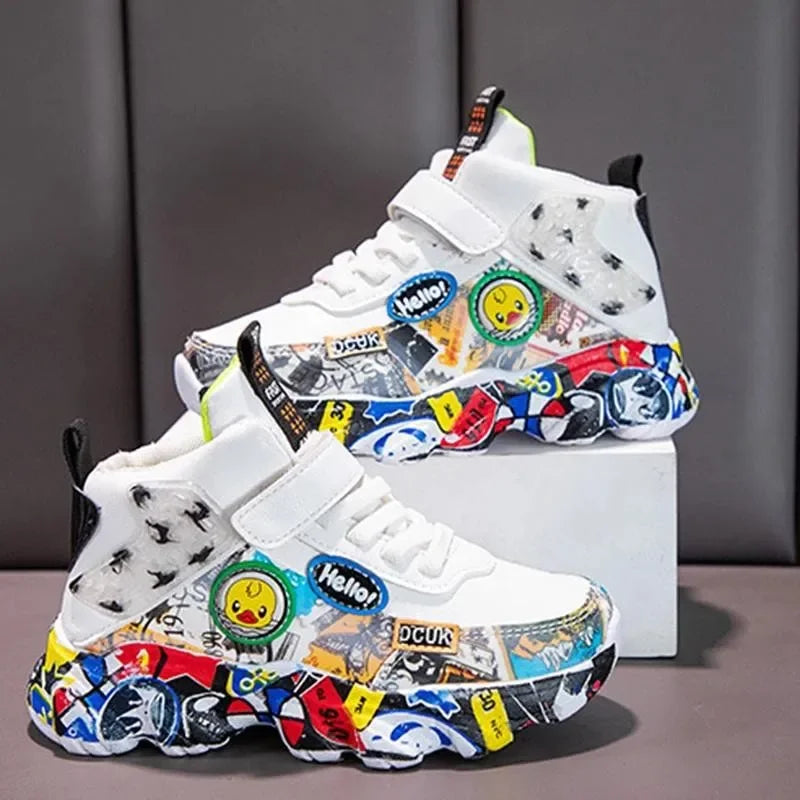 Kids' Cartoon Graffiti Sneakers