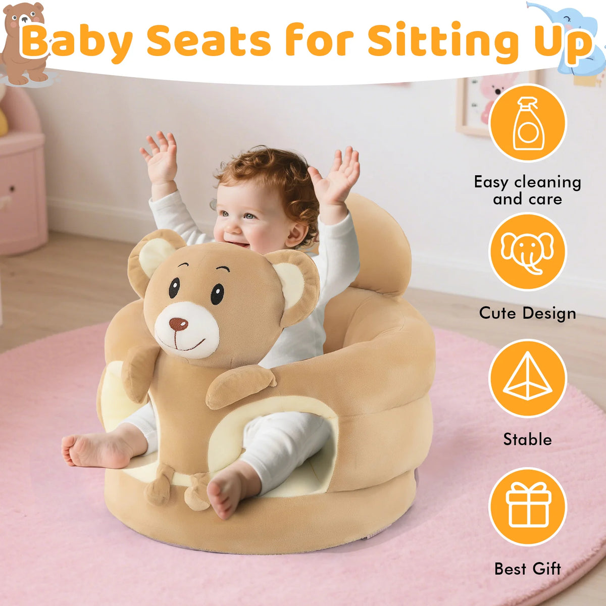 Plush Animal Baby Floor Learning Support Seat Chair