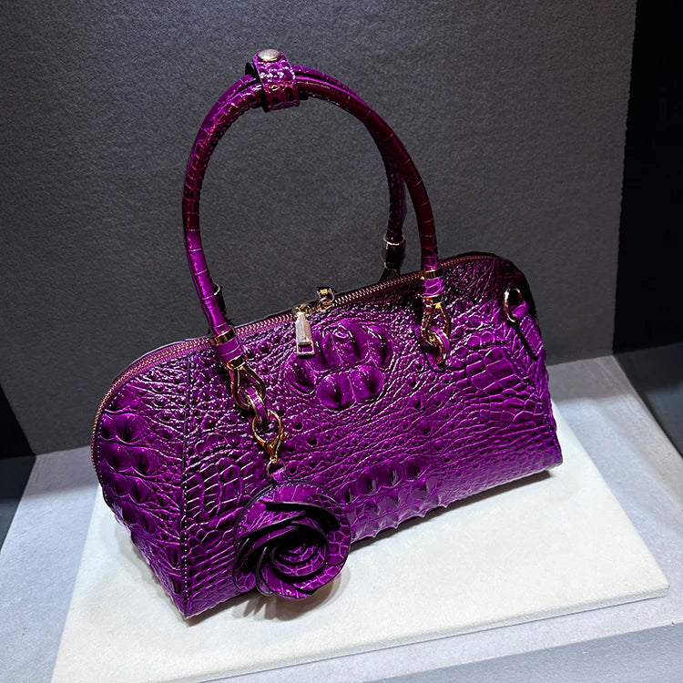 Women's Crocodile Pattern Leather Shoulder Tote Bag