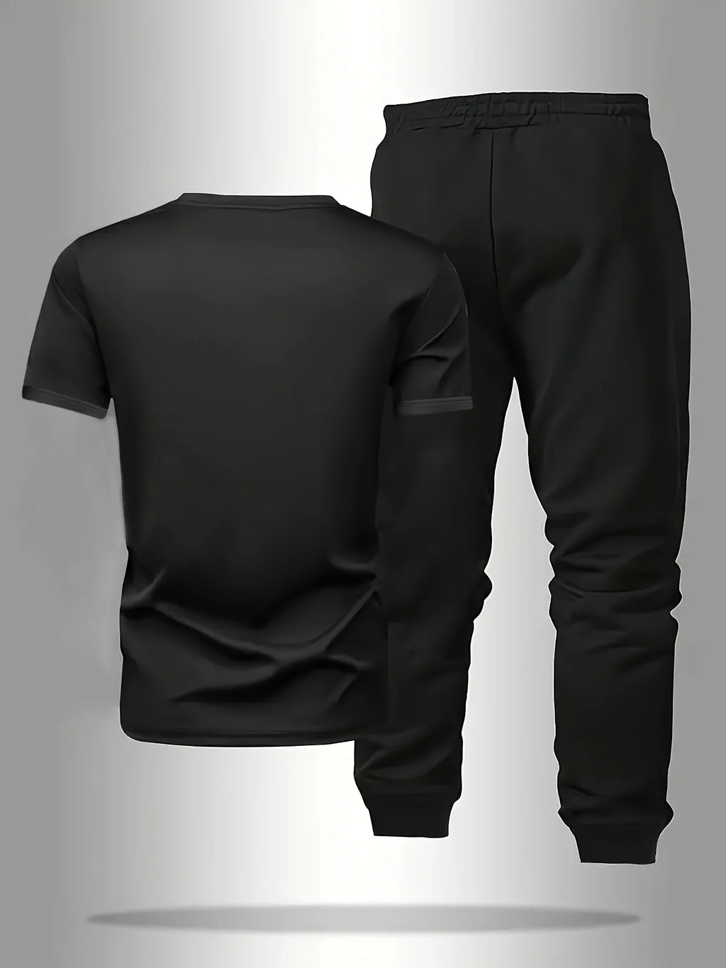 Men's Letter Print Round Neck T-Shirt and Pants Set
