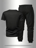 Men's Letter Print Round Neck T-Shirt and Pants Set