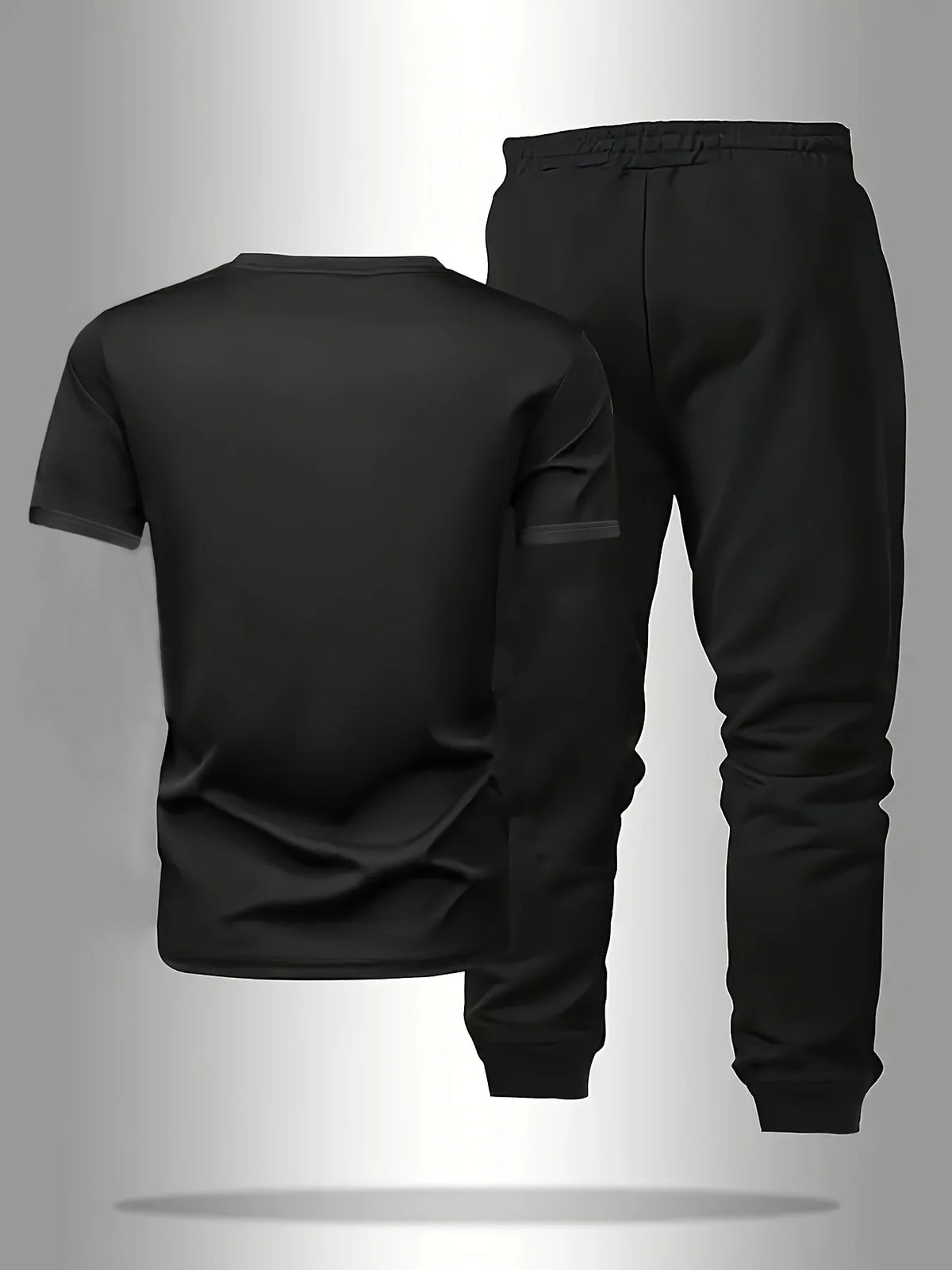 Men's Letter Print Round Neck T-Shirt and Pants Set