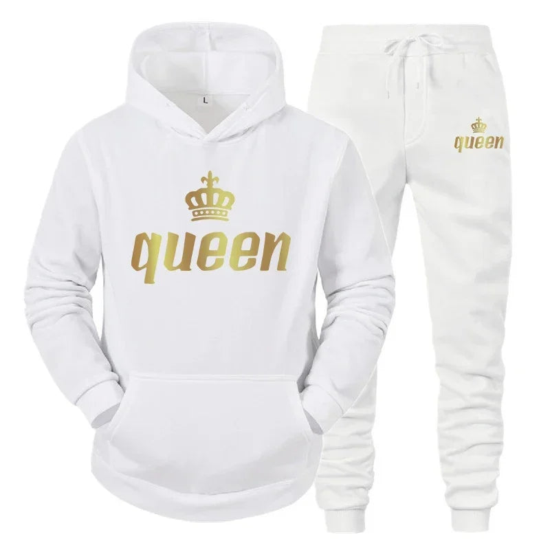 King & Queen Couple Hoodie and Jogger Pants Set