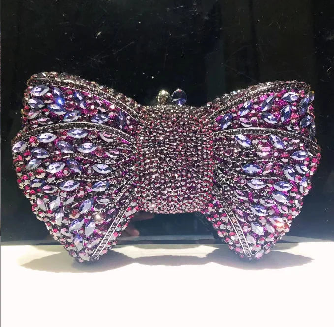 Women's Luxury Rhinestone Bow Wedding Evening Clutch Bag