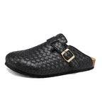 Men's Adjustable Cork Split Leather Clogs Slippers