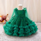 Girls' Butterfly Mesh Ball Gown Party Dress
