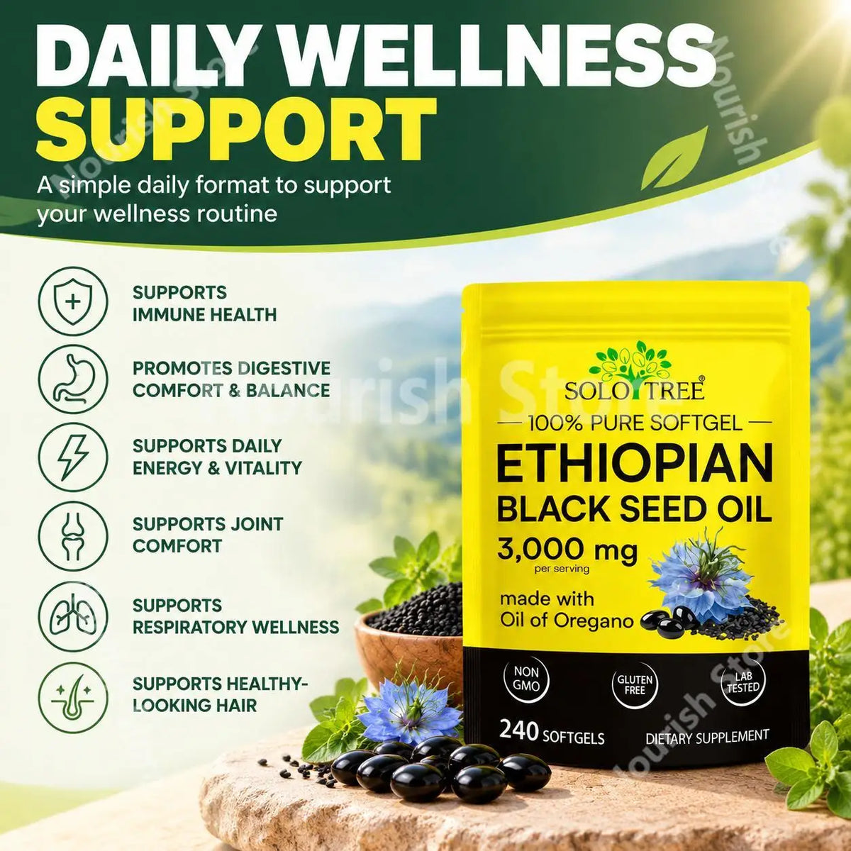 Black Seed Oil with Oregano Oil Dietary Supplement Softgels