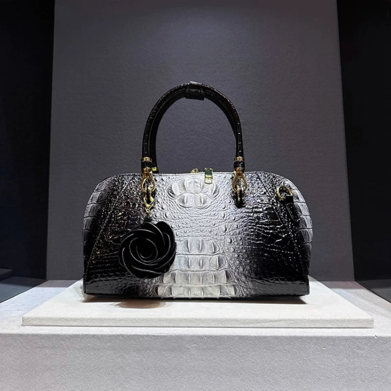 Women's Crocodile Pattern Leather Shoulder Tote Bag