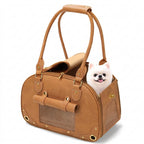 Genuine Leather Pet Carrier Handbag Travel Tote
