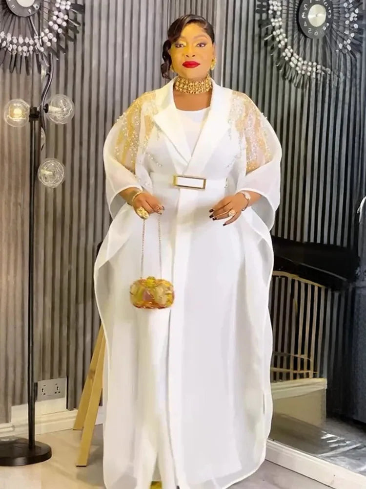 Women's African Traditional Kaftan Dashiki Maxi Dress Set