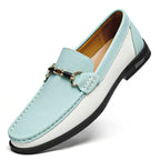 Men's Genuine Leather Slip-On Loafers with Metal Buckle