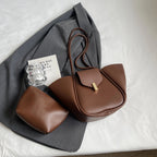 Women's Fashion Solid PU Leather Shoulder Tote Bag