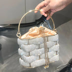 Women's Luxury Rhinestone Bucket Evening Clutch Bag