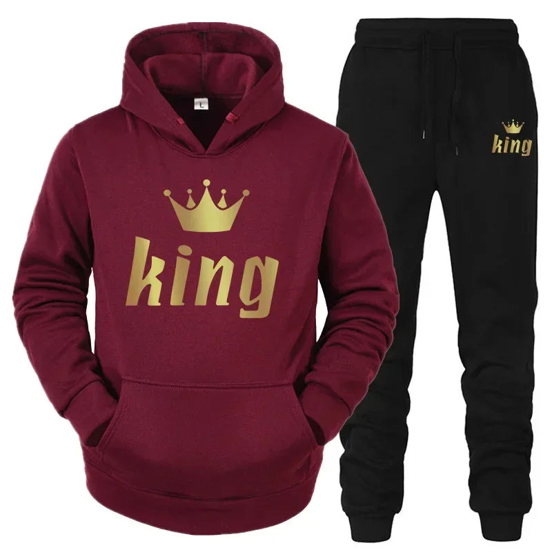King & Queen Couple Hoodie and Jogger Pants Set