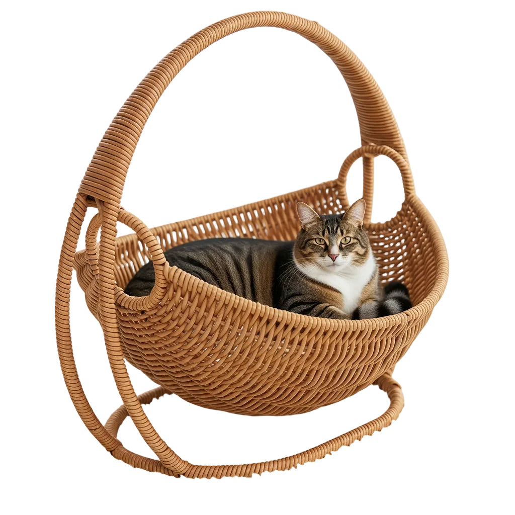 Rattan Design Hanging Cat Hammock Bed with Bracket