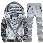Men's Thick Warm Fleece Hooded Jacket and Pants Set