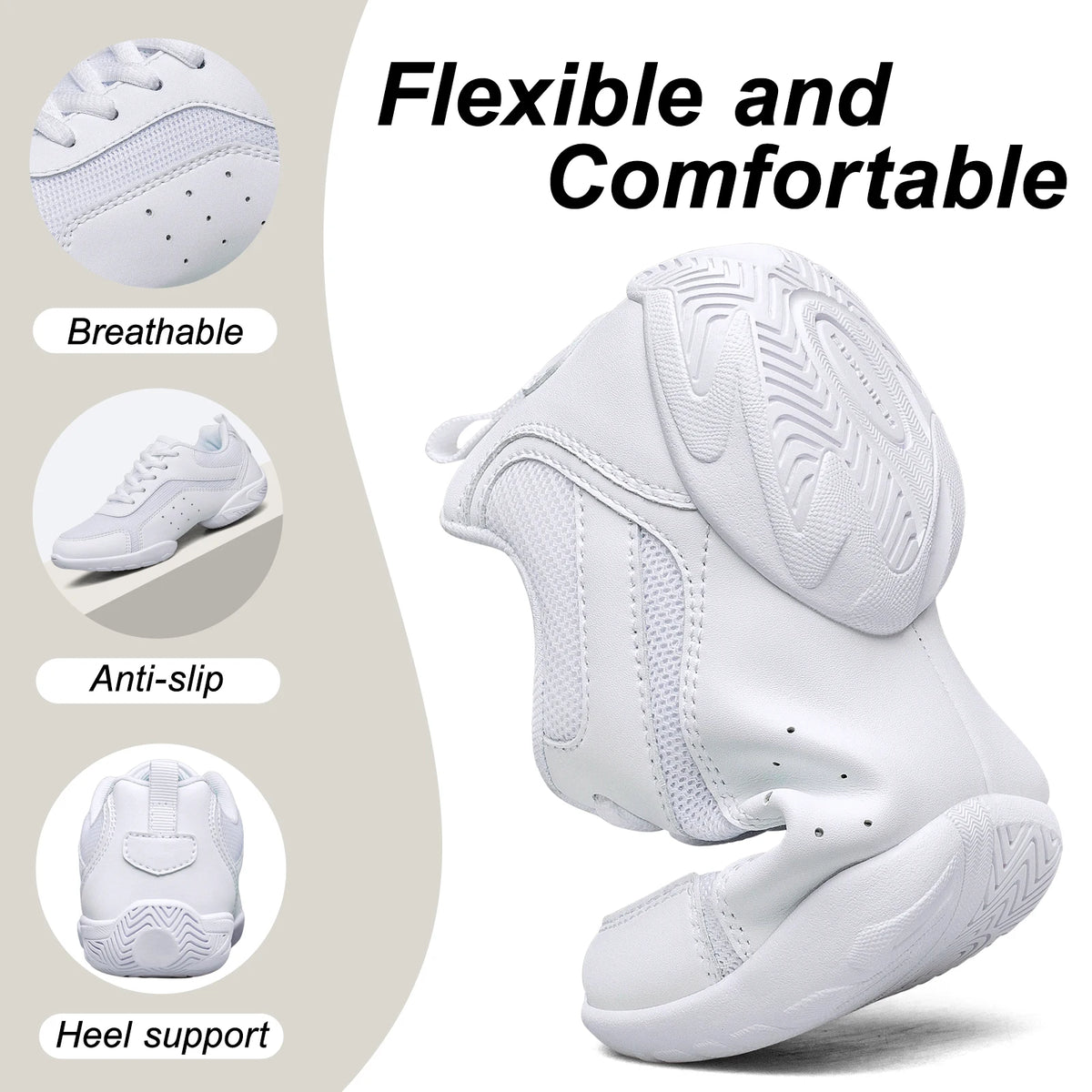 Kids' White Split Sole Cheer Dance Sneakers
