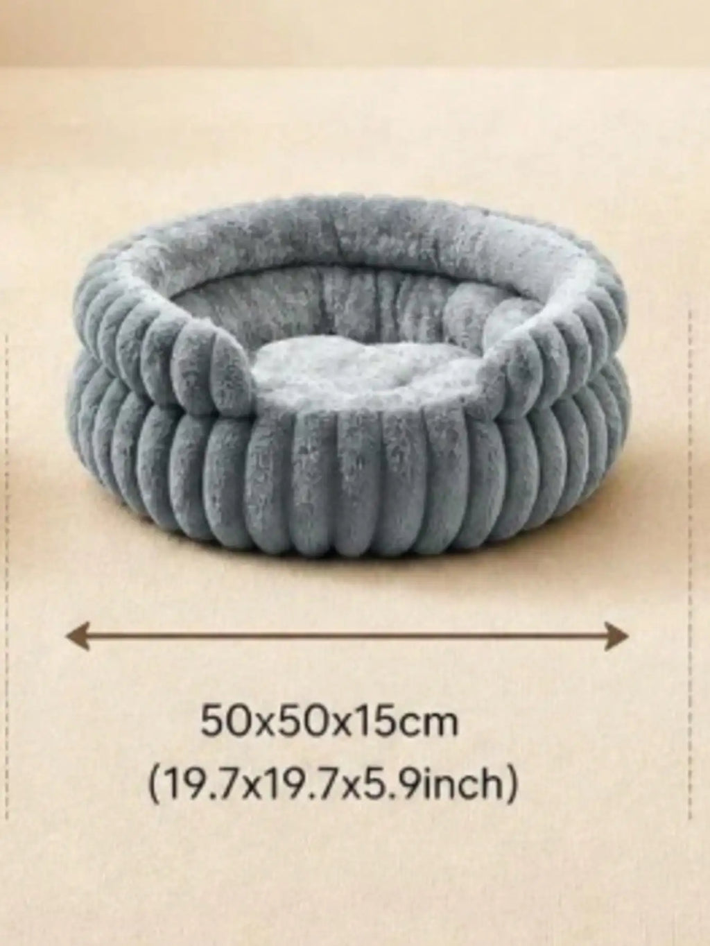 Plush Round Striped Pet Nest Bed for Cats Dogs