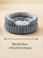 Plush Round Striped Pet Nest Bed for Cats Dogs