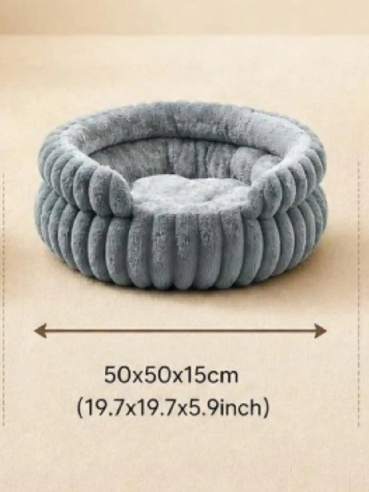Plush Round Striped Pet Nest Bed for Cats Dogs