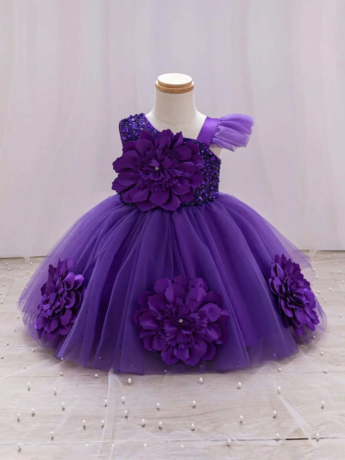 Girls' Butterfly Mesh Ball Gown Party Dress