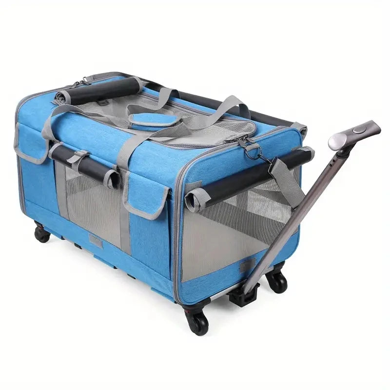 Detachable Foldable Travel Trolley Case Pet Carrier for Cats Dogs