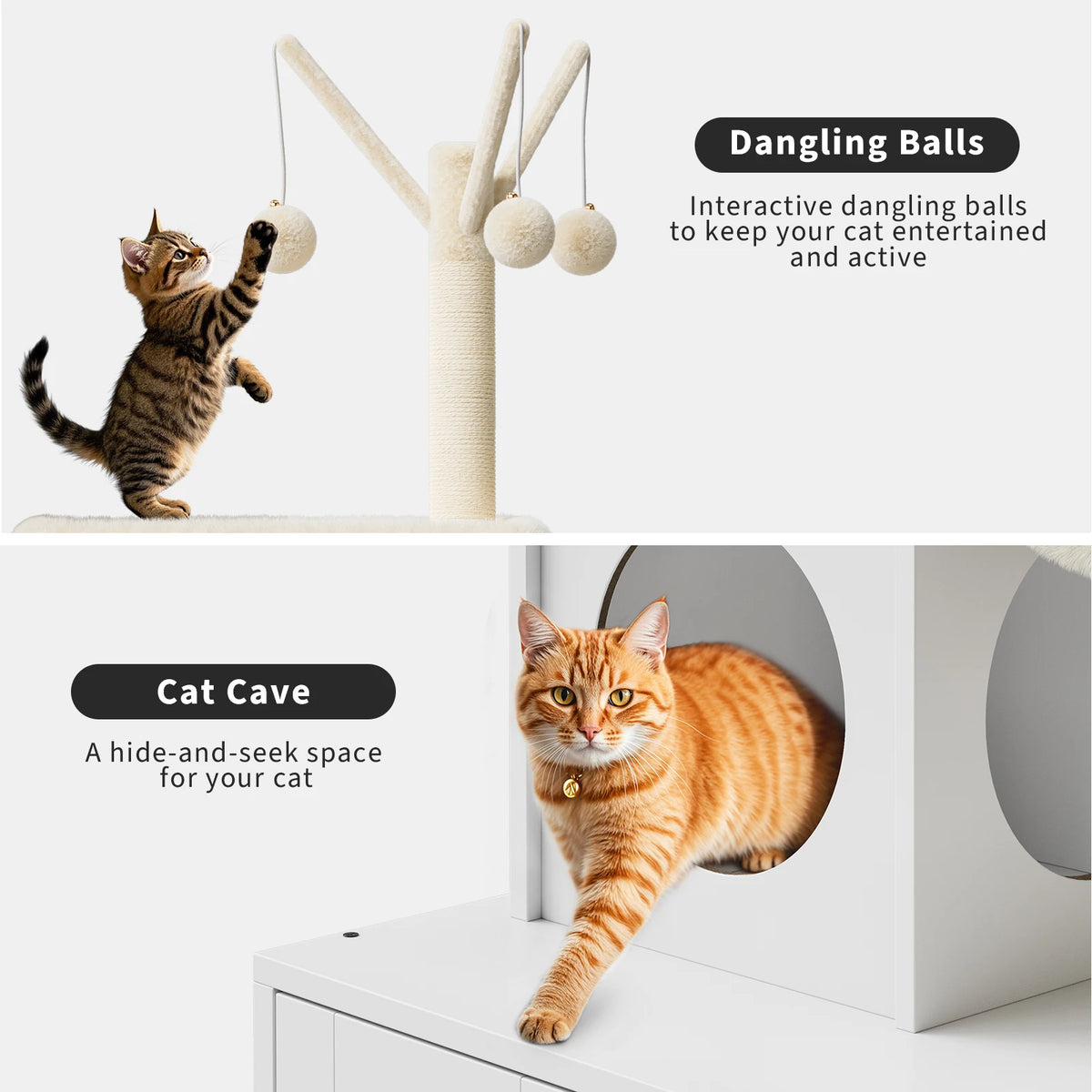 Cat Tree Tower Condo with Litter Box Enclosure for Cats