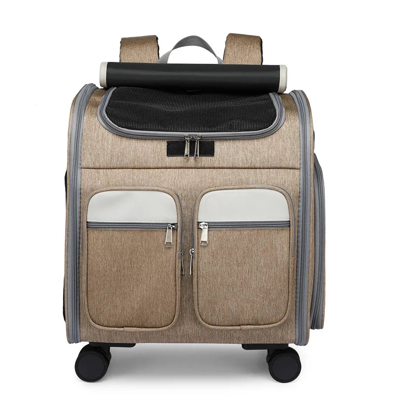 Wheeled Pet Carrier Backpack Stroller for Small Dogs Cats