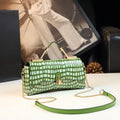 Women's Genuine Leather Crocodile Pattern Green Crossbody Shoulder Bag