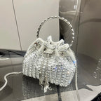 Women's Luxury Crystal Rhinestone Evening Bucket Bag