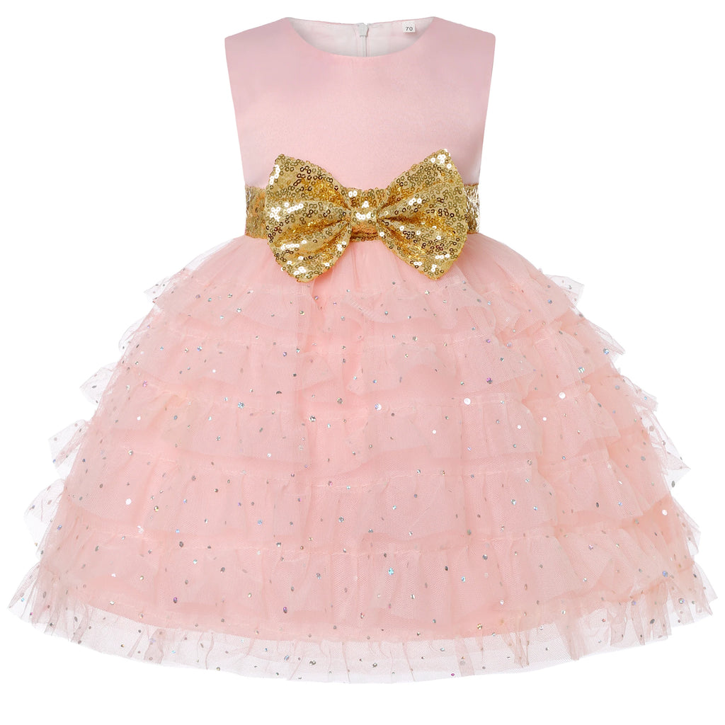 Girls' Sequin Bow Tulle Princess Dress