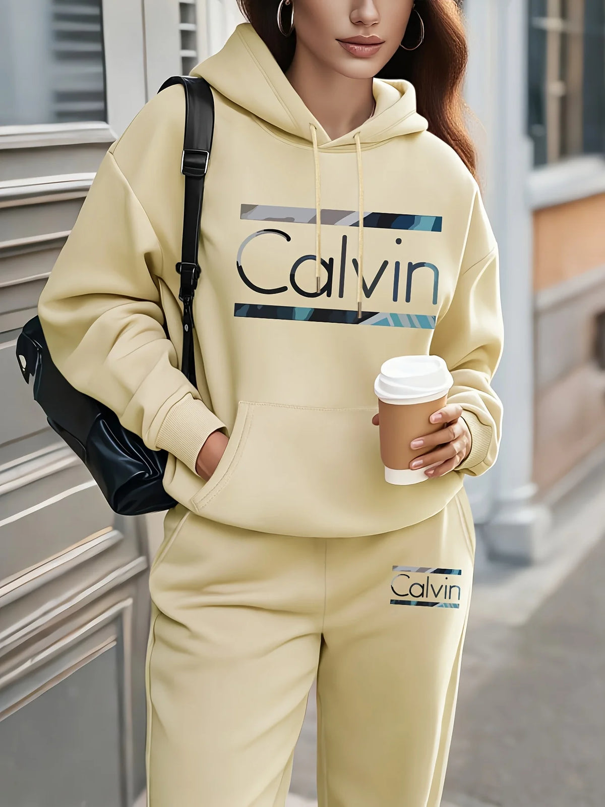 Women's Letter Printed Hoodie and Sweatpants Two-Piece Set