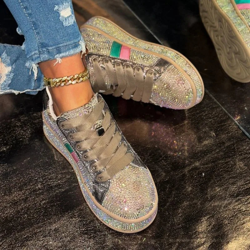 Women's Sparkle Rhinestone Platform Fashion Casual Sneakers