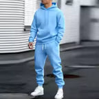 Men's Two-Piece Hooded Jogging Suit Fleece Zip Sweatshirt
