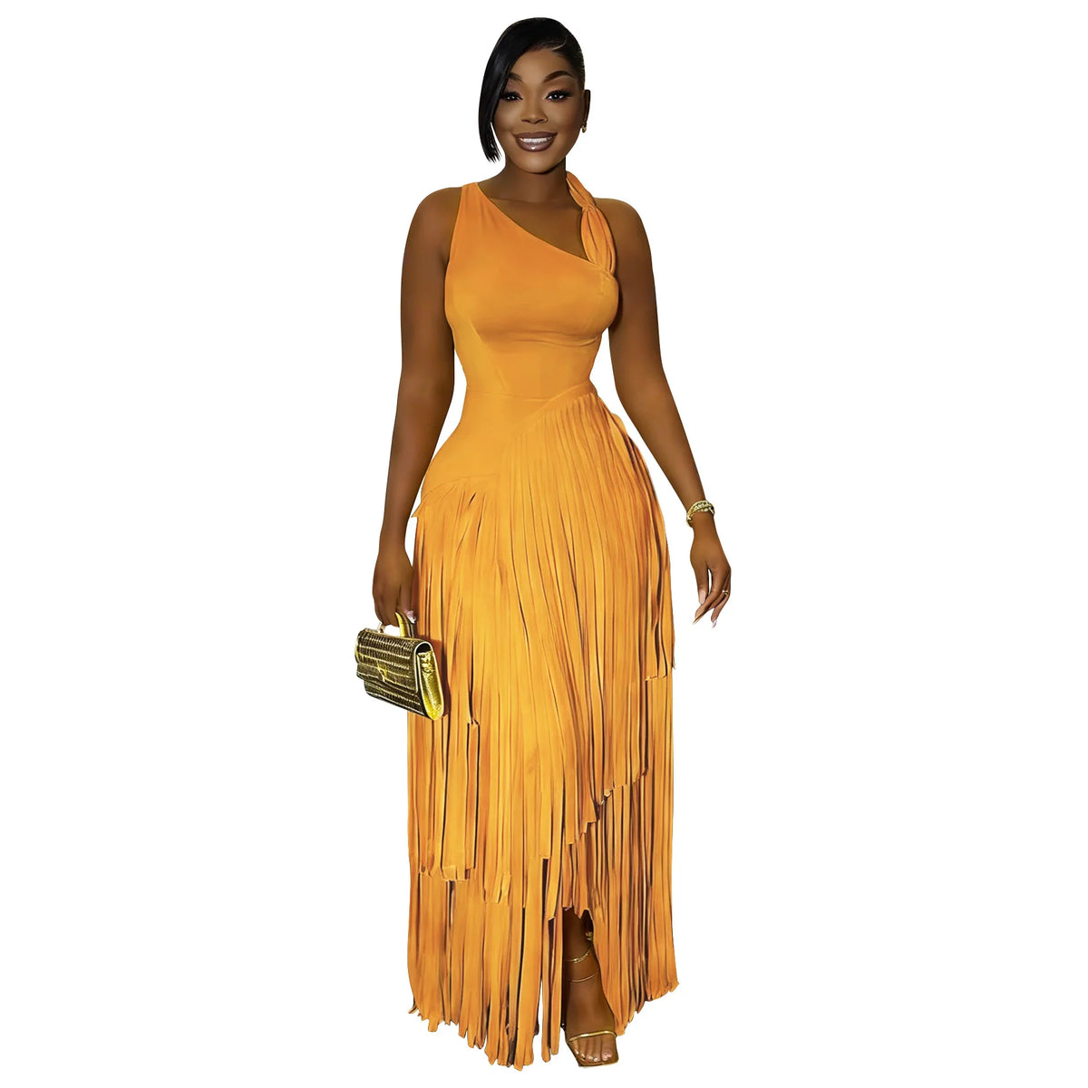 Women's Elegant Sleeveless Dashiki Tassel Maxi Dress