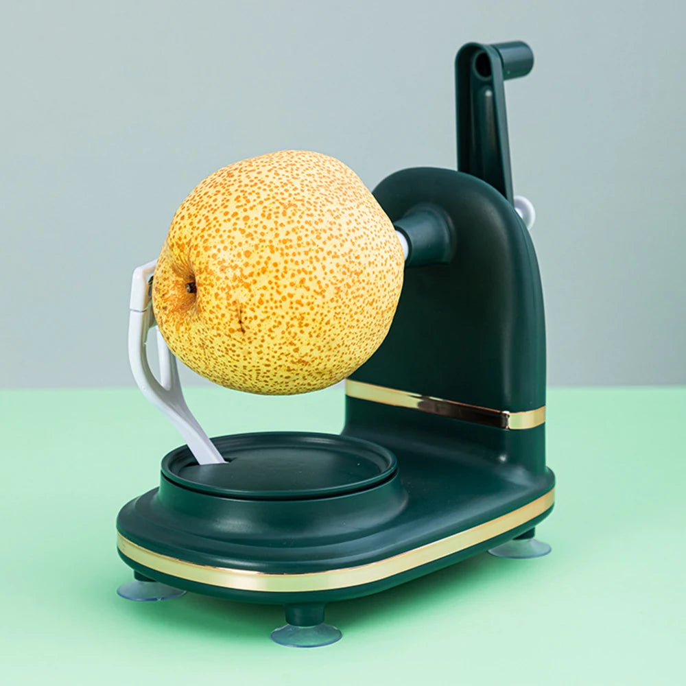 Hand-Cranked Manual Fruit Peeler with Divider and Spare Blades