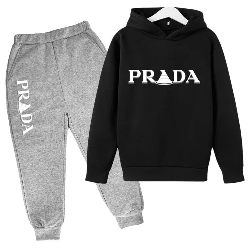 Kids' Printed Hooded Sweatshirt and Pants 2-Piece Set