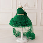 Girls' Sleeveless Princess Dress with Big Bow and Trailing Mesh