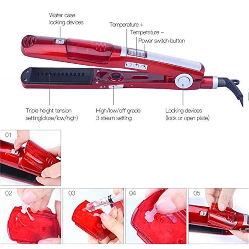 Portable Ceramic Steam Hair Dryer LCD Temperature Control