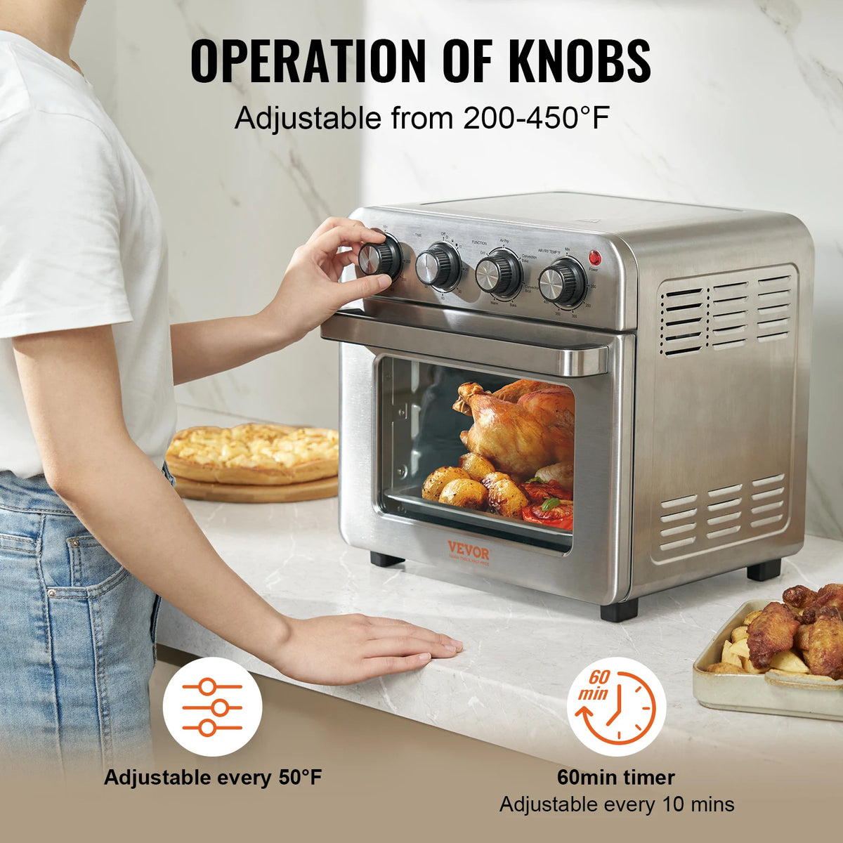 19-Quart Stainless Steel Air Fryer Toaster Oven Combo