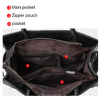 Women's Letter Print Cowhide Leather Large Capacity Handbag