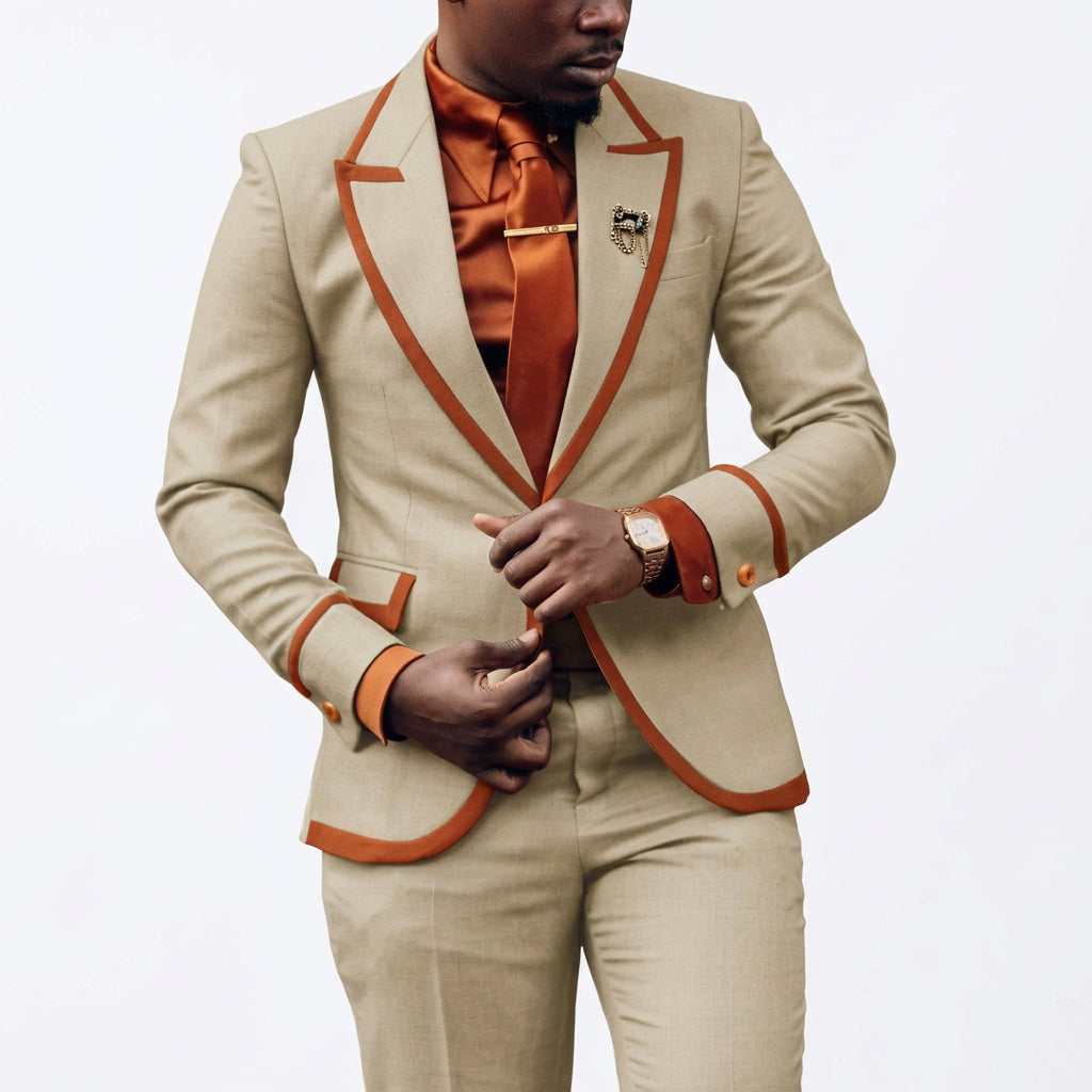 Men's Elegant Slim Fit 2-Piece Suit Set