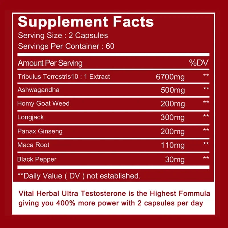 Tribulus Terrestris Men Energy Support Dietary Supplement Capsules