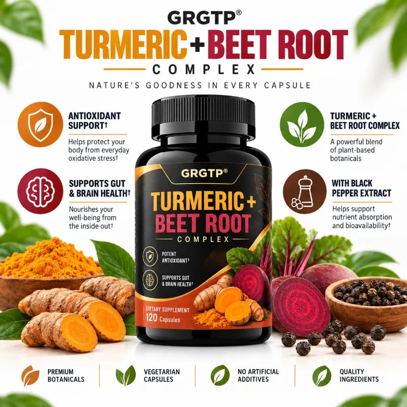 Turmeric Beet Root Complex Antioxidant Energy Supplement Capsules