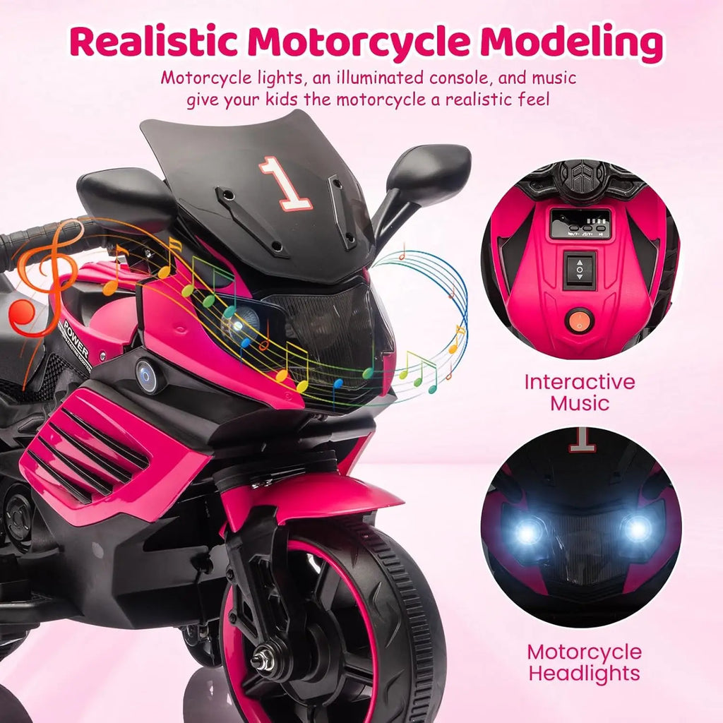 Kids 6V Electric Motorcycle Ride-On Toy with Training Wheels
