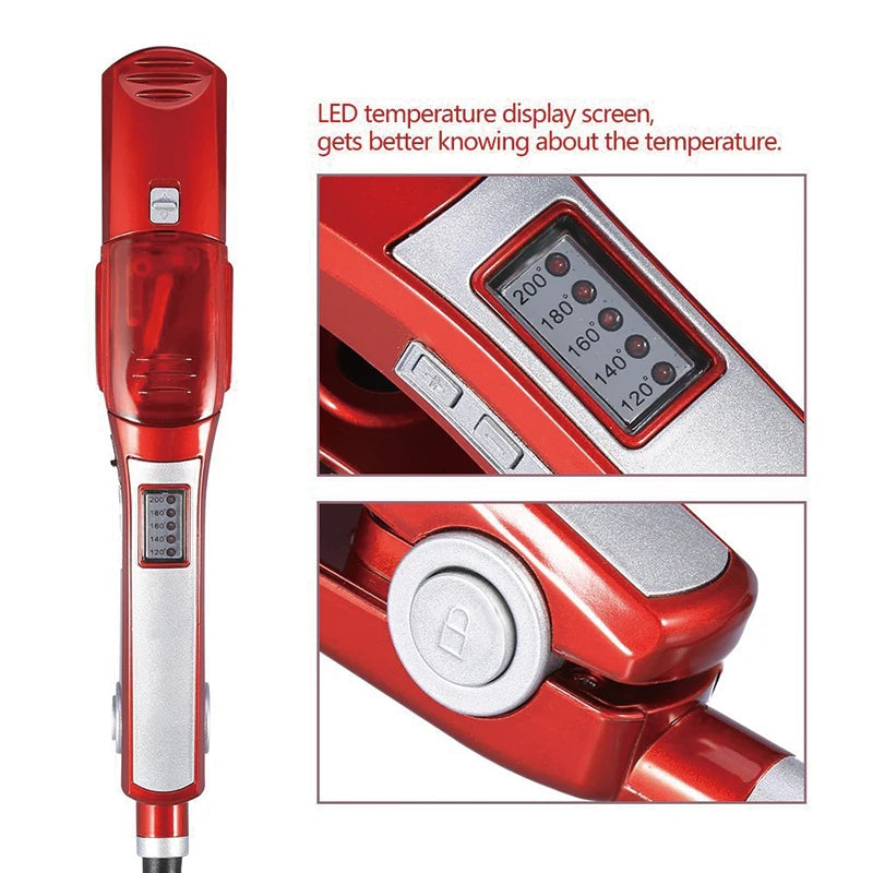 Portable Electric Ceramic Steam Hair Straightener Flat Iron