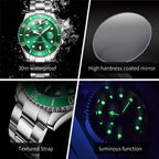 Men's Quartz Stainless Steel Watch with Calendar